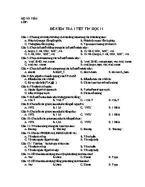 Đề kiểm tra 1 tiết môn Tin học 11